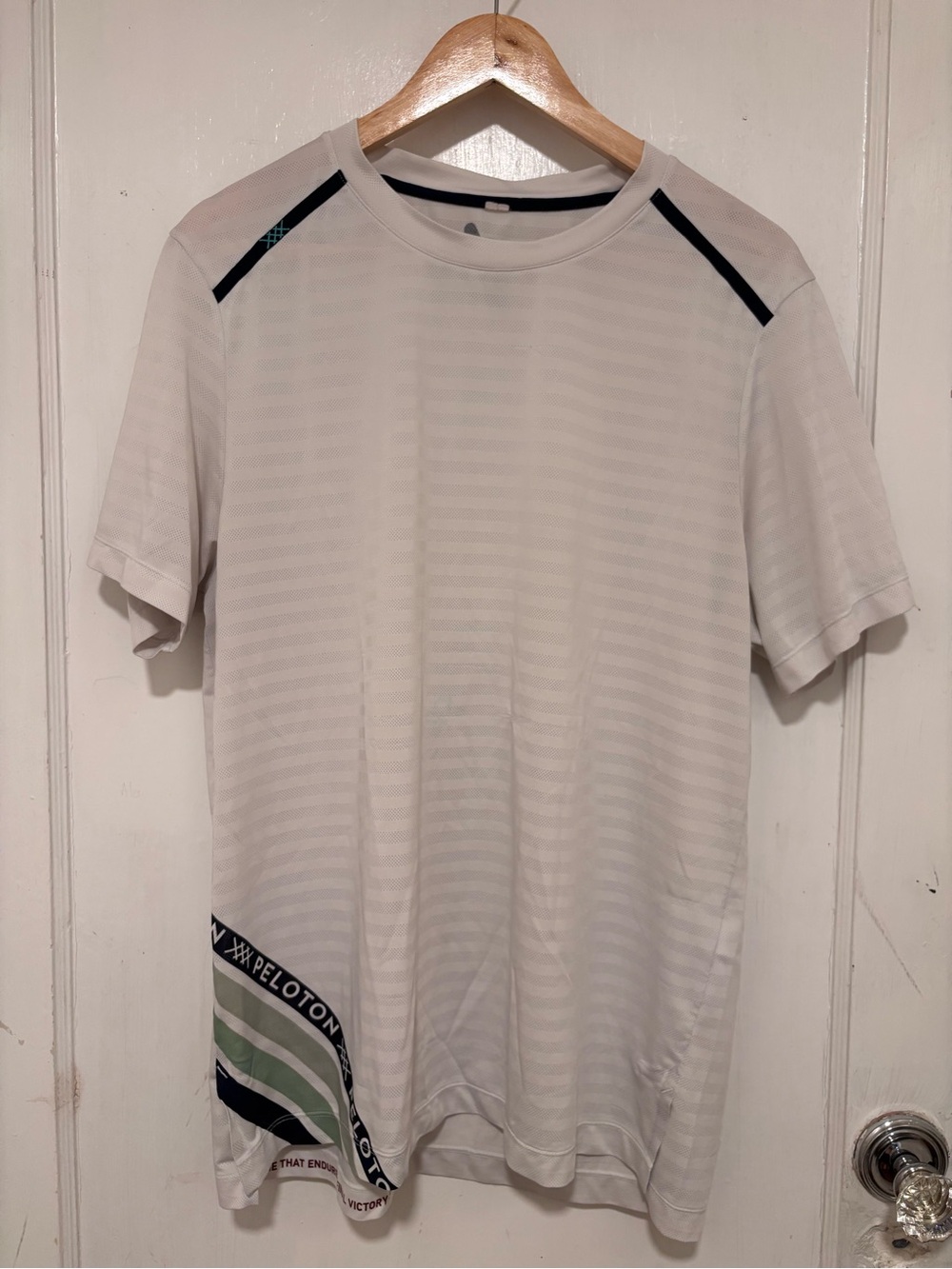 Peloton White Short-Sleeve Athletic Tee with Black Accents
